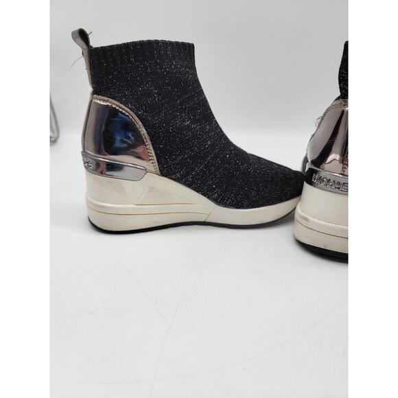 Michael Kors Neoflex Wedge Heel Boots Toddler Girls Size 11 Black Metallic - Picture 4 of 7